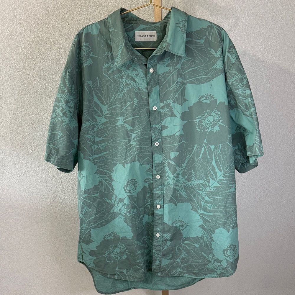 Coastado Teal Floral Men's Button Down Shirt